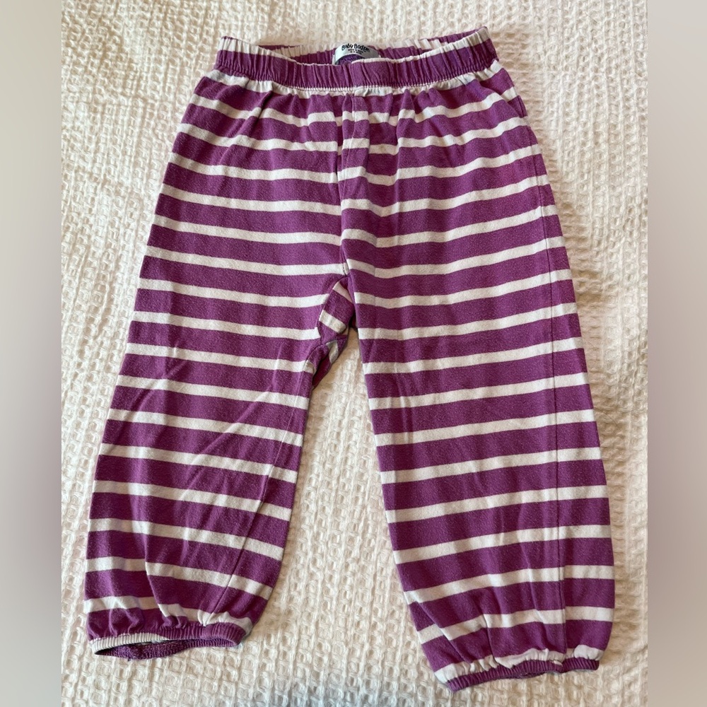 Baby Boden Purple and White Cotton Pants 18-24 months